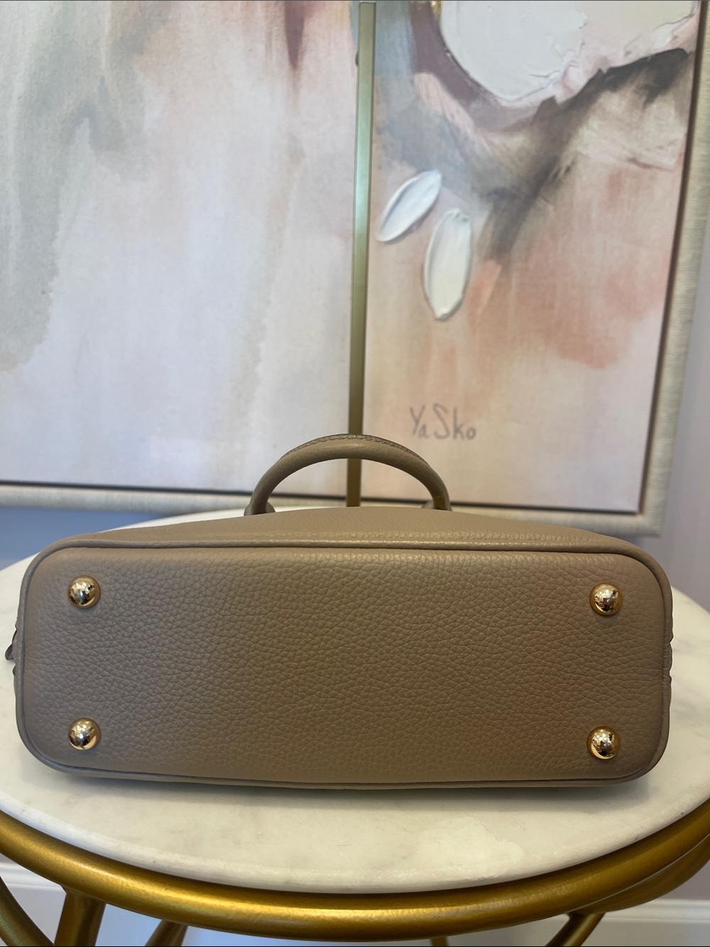 Tory Burch Mini Swing Pebbled Leather Satchel in Natural - Picture 8 of 9